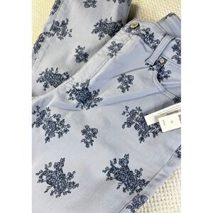 Talbots Womens Slimming Slim Fit Jeans Light Blue Floral Print Size 12‎